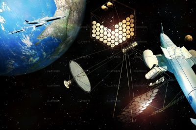 Centrale solaire montage dans l'espace.